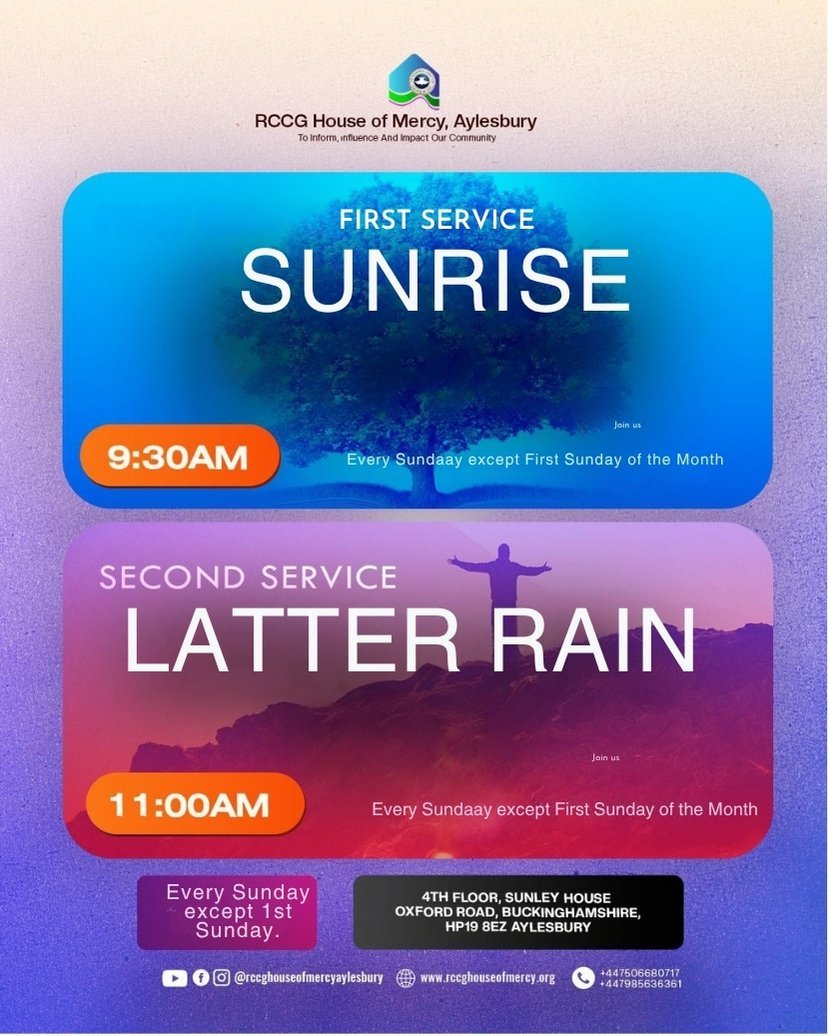 First service Sunrise and second service Latter Rain flyer